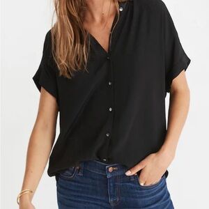 Madewell Black Short-Sleeve Button-Down Shirt